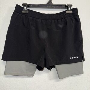 ASOS 4505 Mens Medium Running Shorts 2 in 1 Lined Black Gray Athletic Gym
